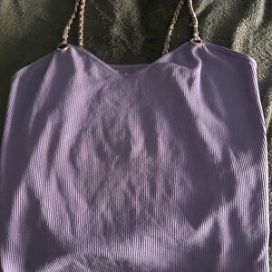 FCT basics lavender ribbed purple cropped tank with gold chain straps